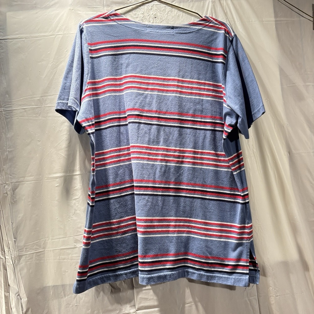 Sarah Bentley Woman Pullover Top Plus 2X Short‎ Sleeve Striped Square Neck - Picture 7 of 7